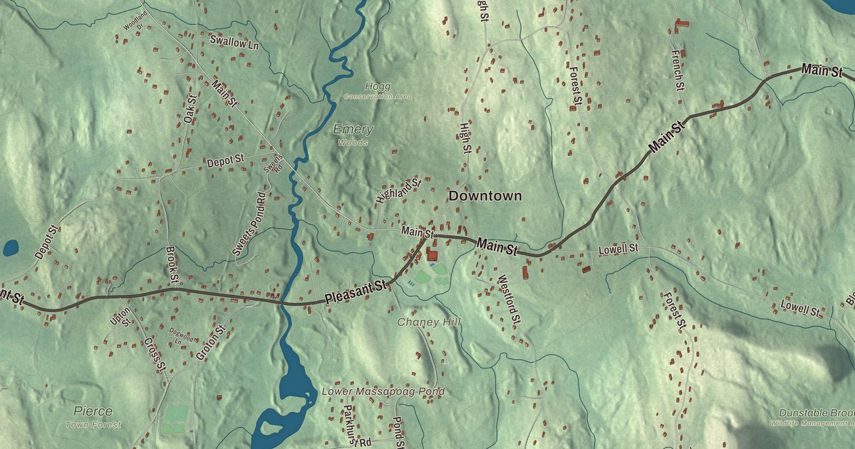 Beautifully Detailed Map of Dunstable, Massachusetts