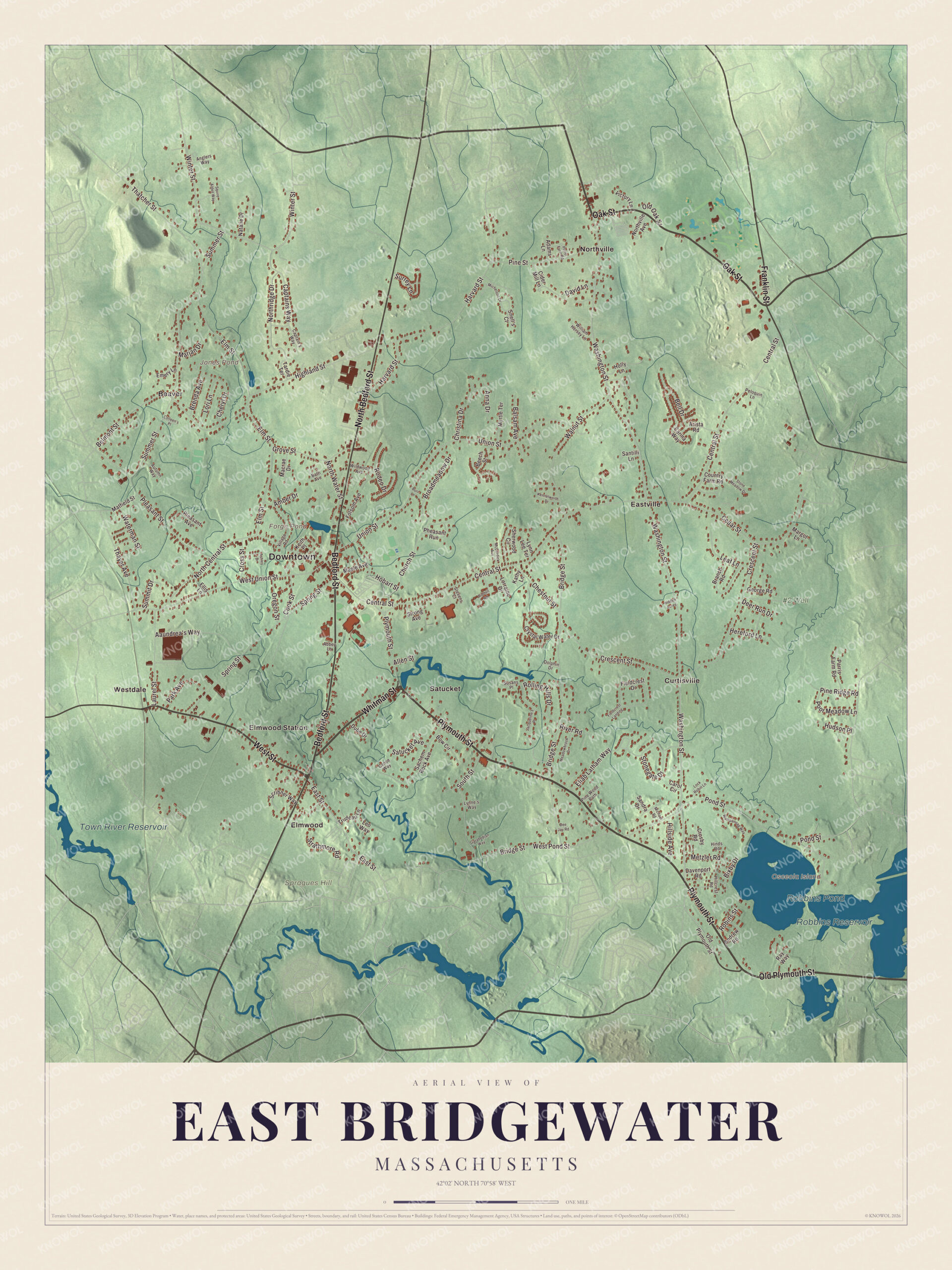 Protected watermarked complete map of East Bridgewater, Massachusetts