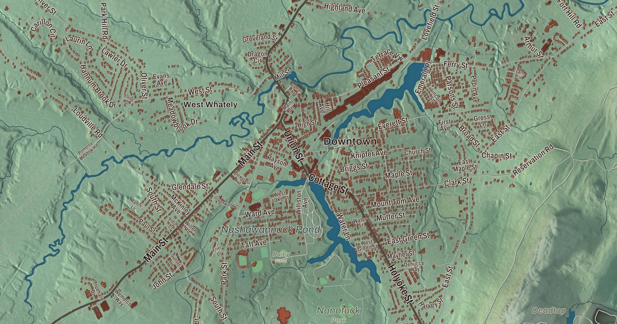 Beautifully Detailed Map of Easthampton, Massachusetts