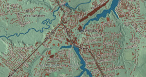 Close-up of the Easthampton, Massachusetts aerial map