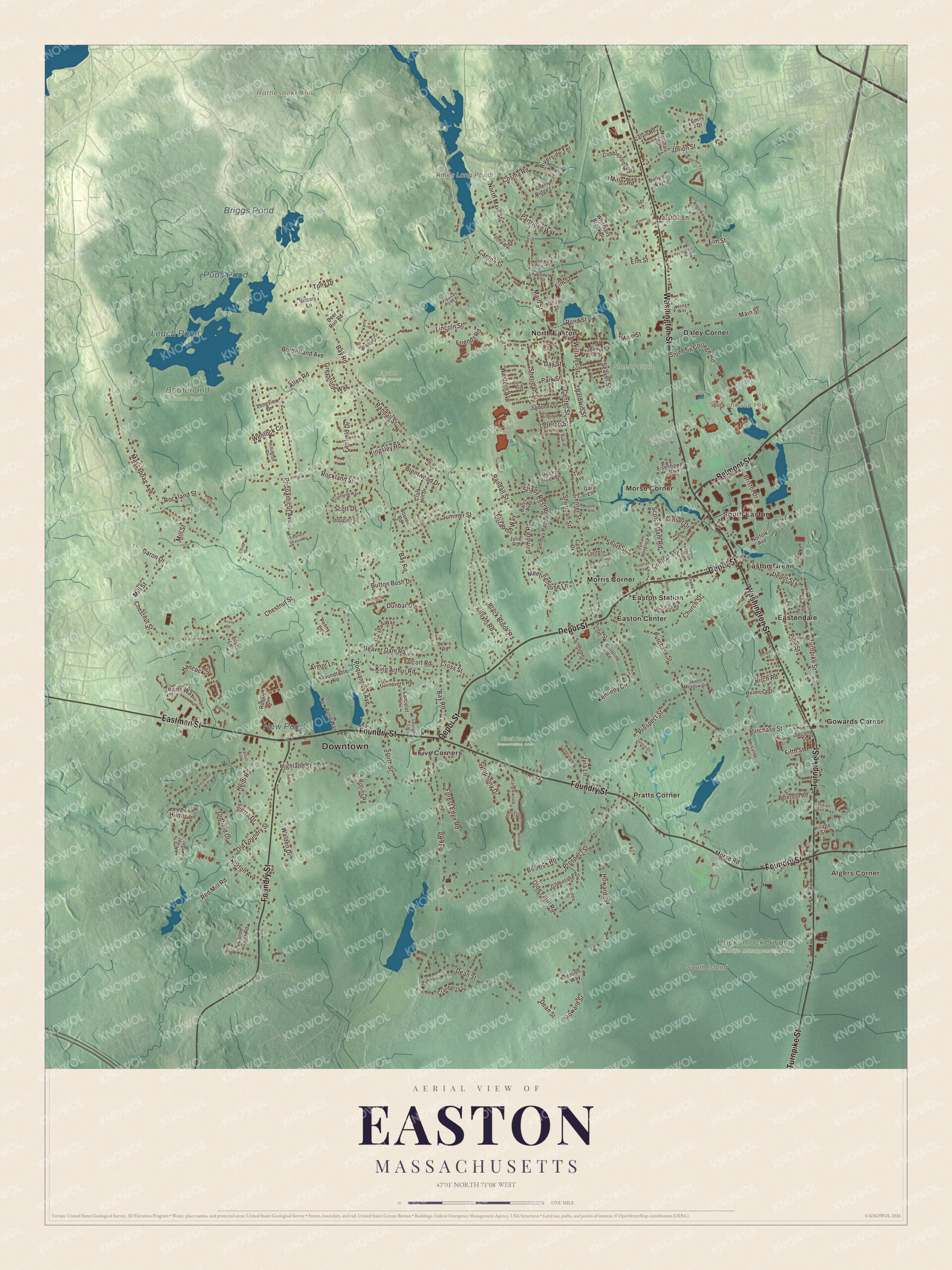 Protected watermarked complete map of Easton, Massachusetts