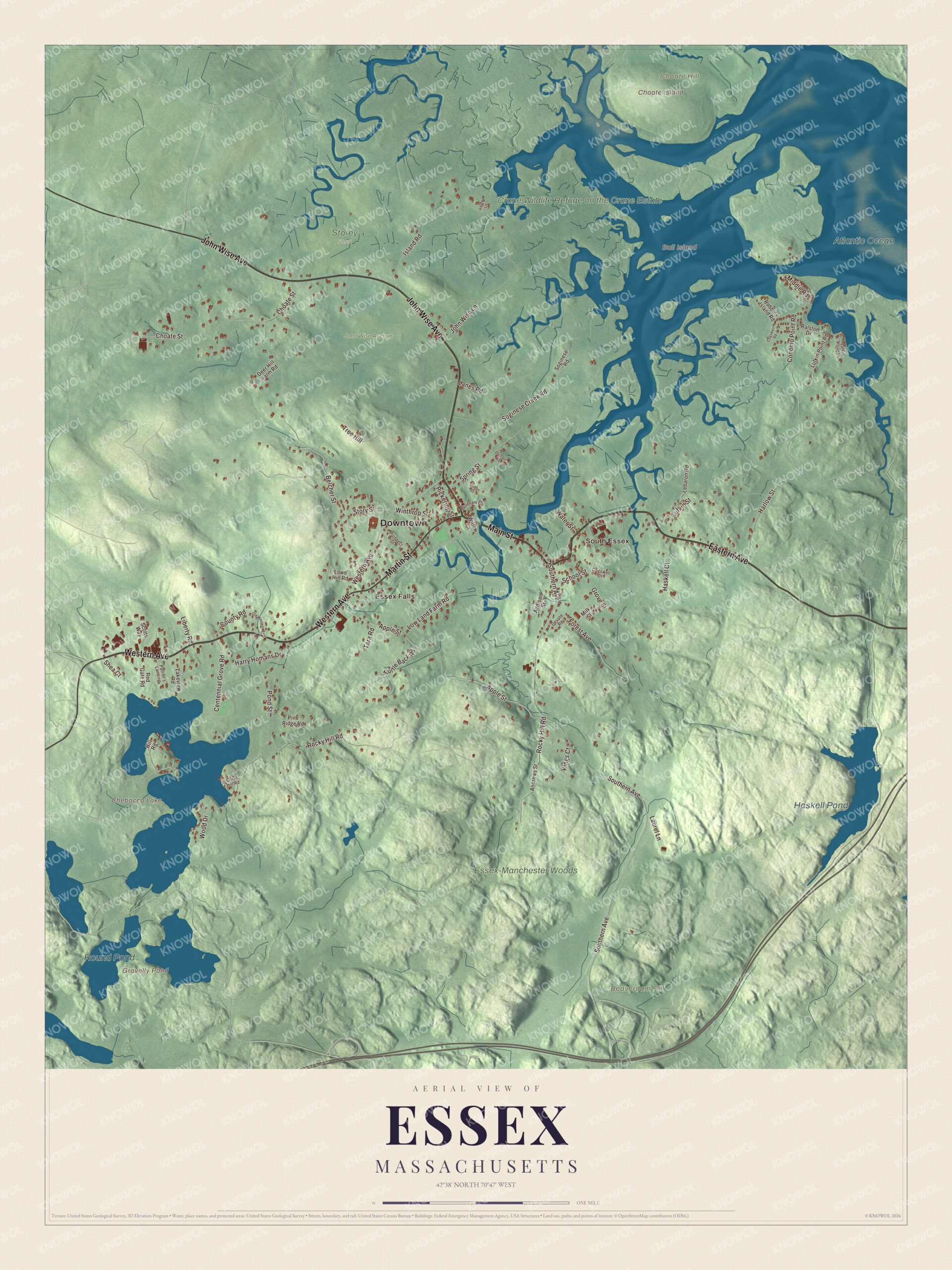 Protected watermarked complete map of Essex, Massachusetts