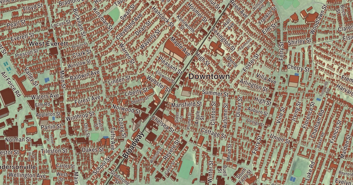 Beautifully Detailed Map of Everett, Massachusetts