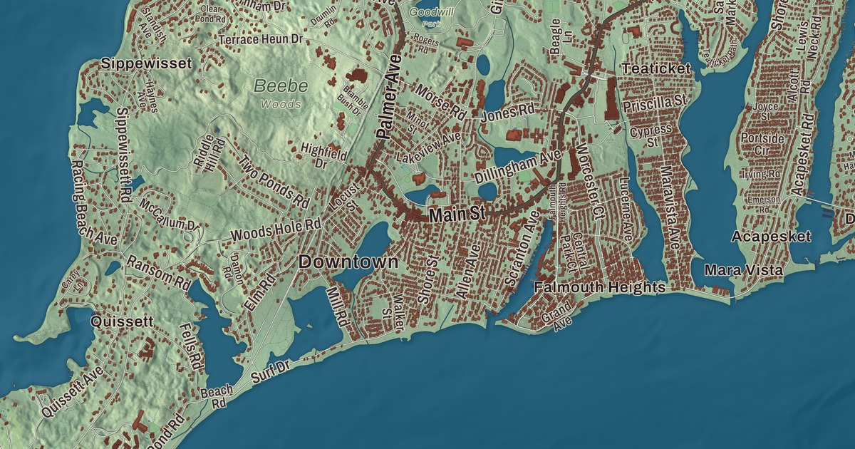 Beautifully Detailed Map of Falmouth, Massachusetts