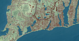 Close-up of the Falmouth, Massachusetts aerial map