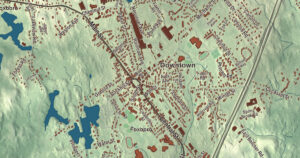 Close-up of the Foxborough, Massachusetts aerial map