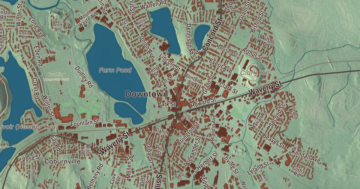 Beautifully Detailed Map of Framingham, Massachusetts