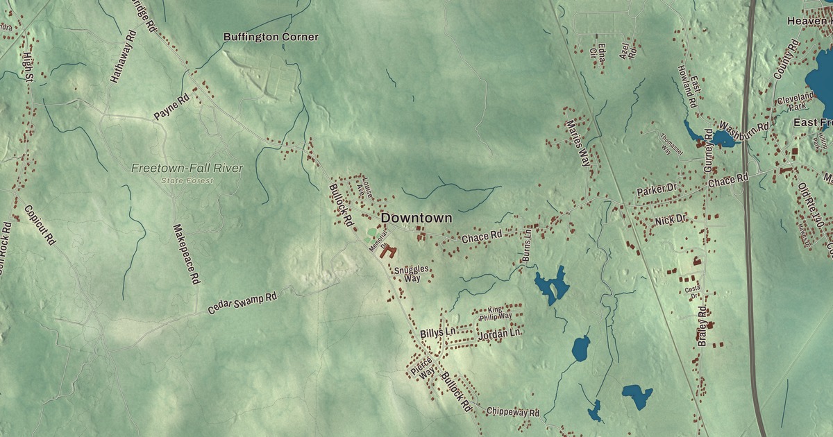 Beautifully Detailed Map of Freetown, Massachusetts