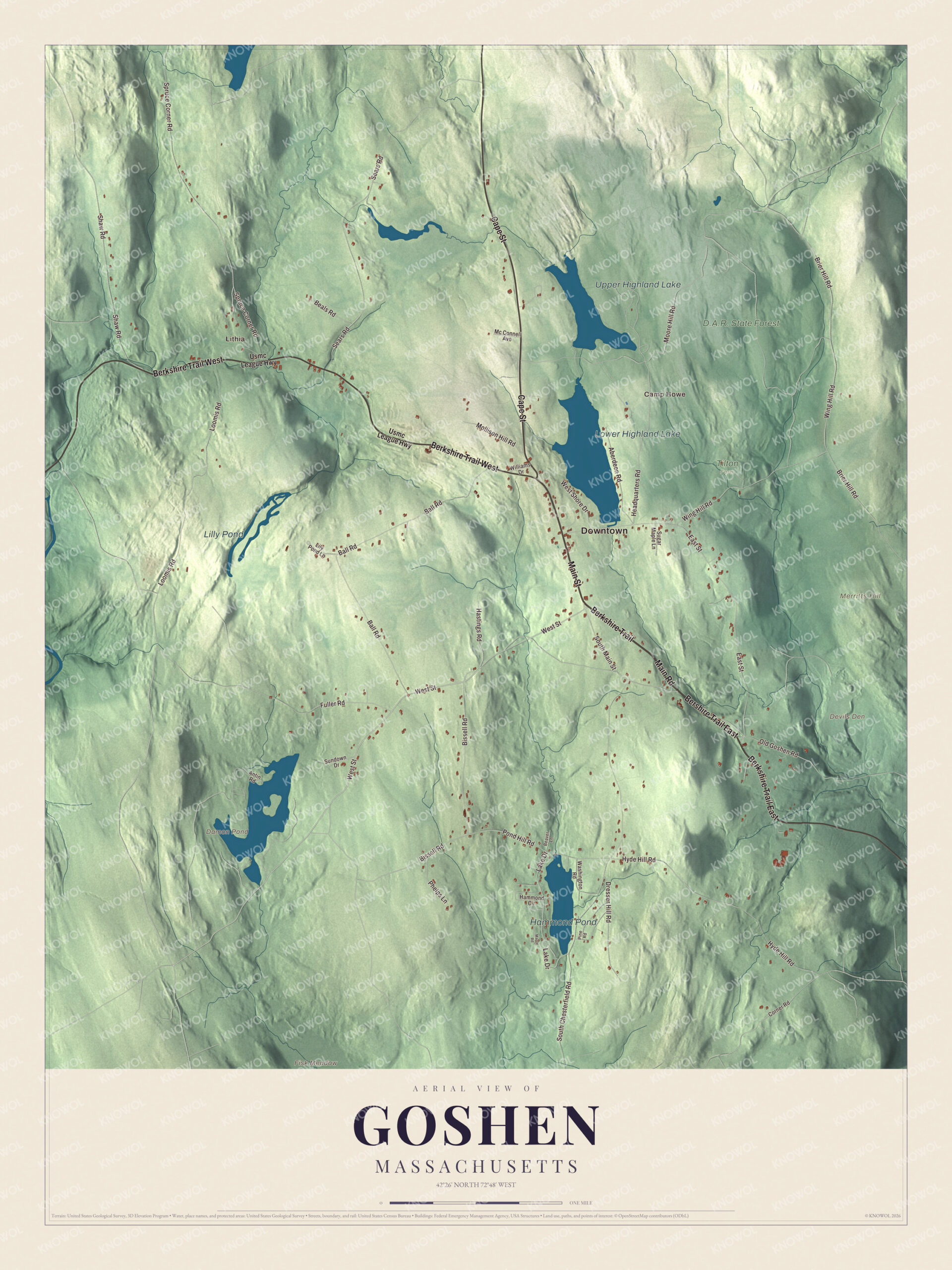 Protected watermarked complete map of Goshen, Massachusetts