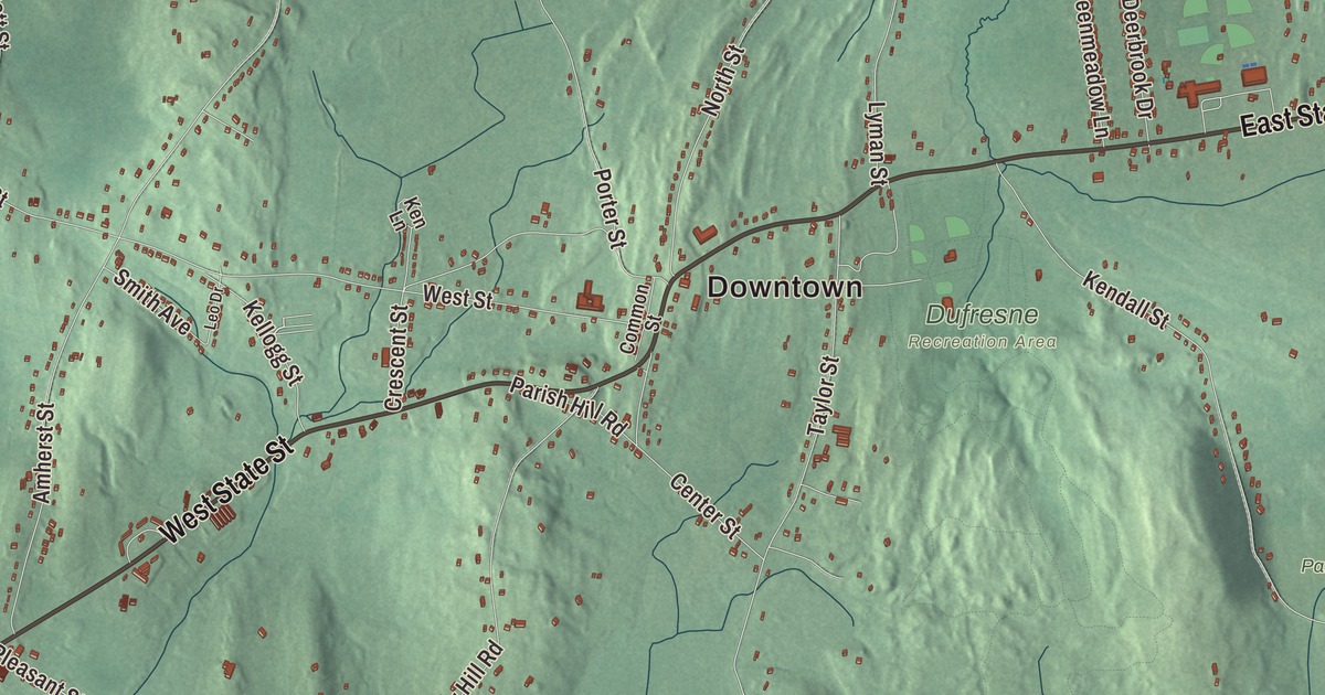 Beautifully Detailed Map of Granby, Massachusetts
