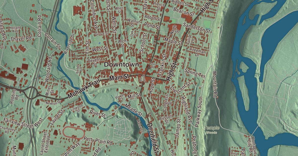 Beautifully Detailed Map of Greenfield, Massachusetts