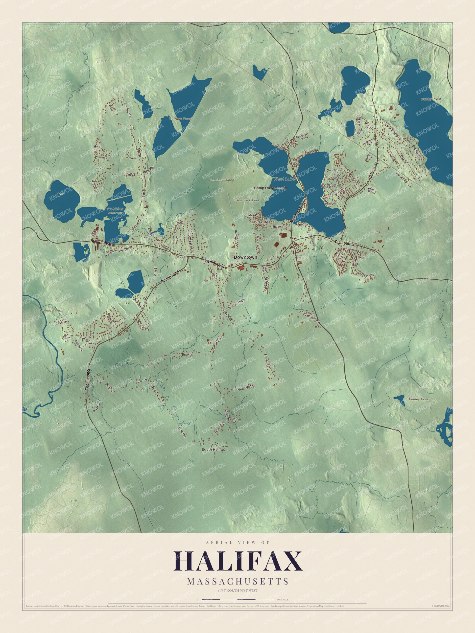 Protected watermarked complete map of Halifax, Massachusetts