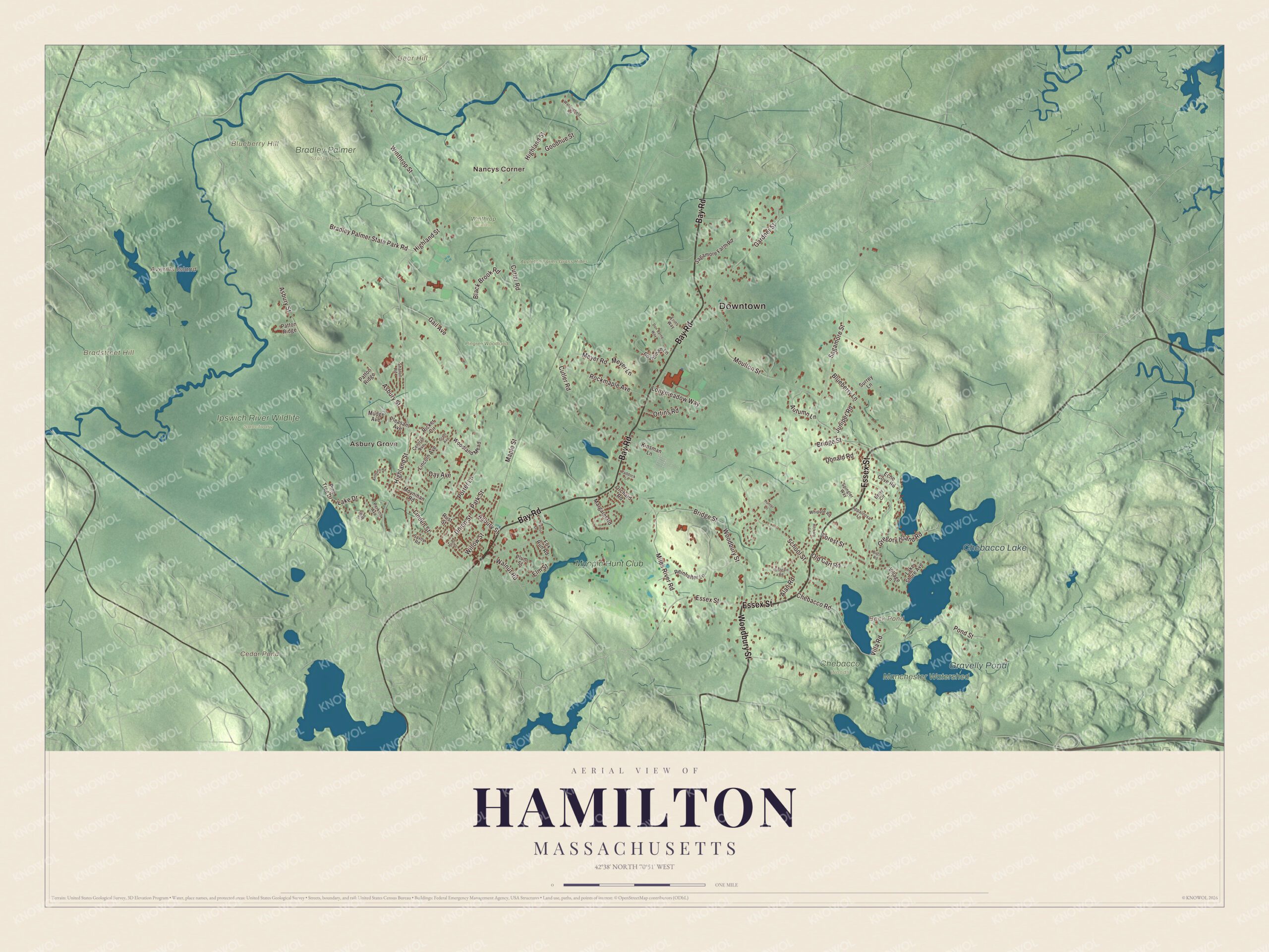 Protected watermarked complete map of Hamilton, Massachusetts