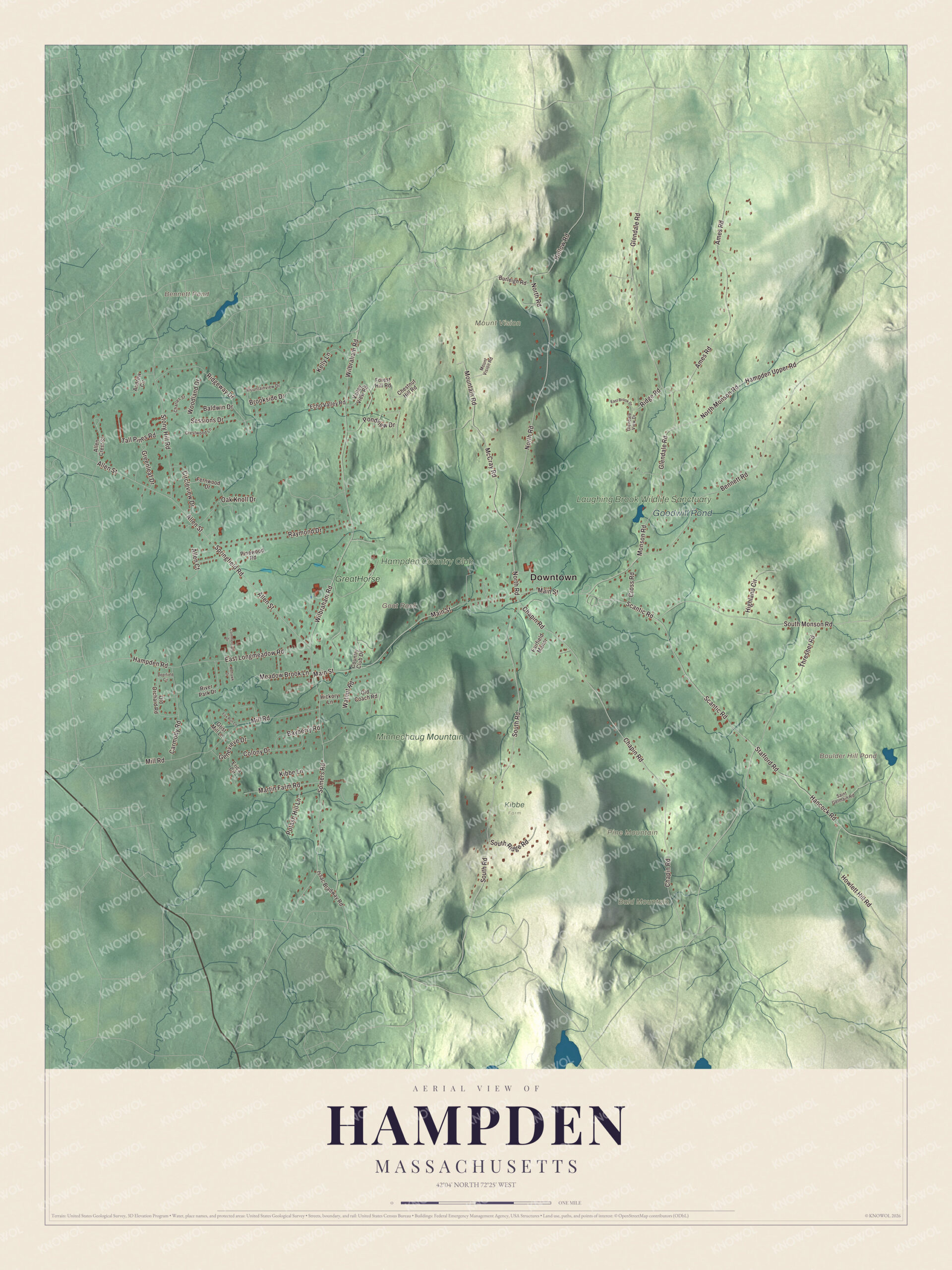 Protected watermarked complete map of Hampden, Massachusetts