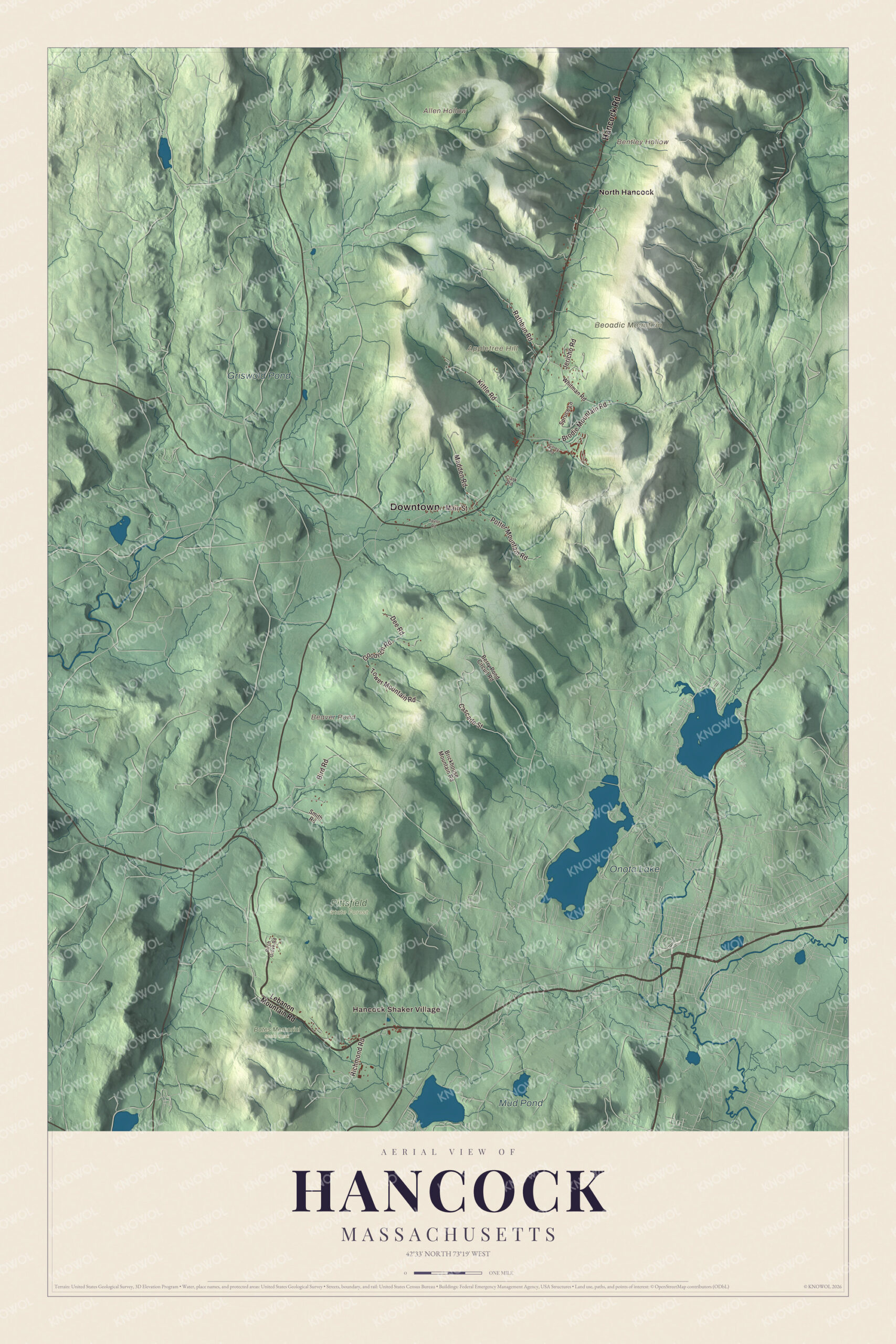 Protected watermarked complete map of Hancock, Massachusetts