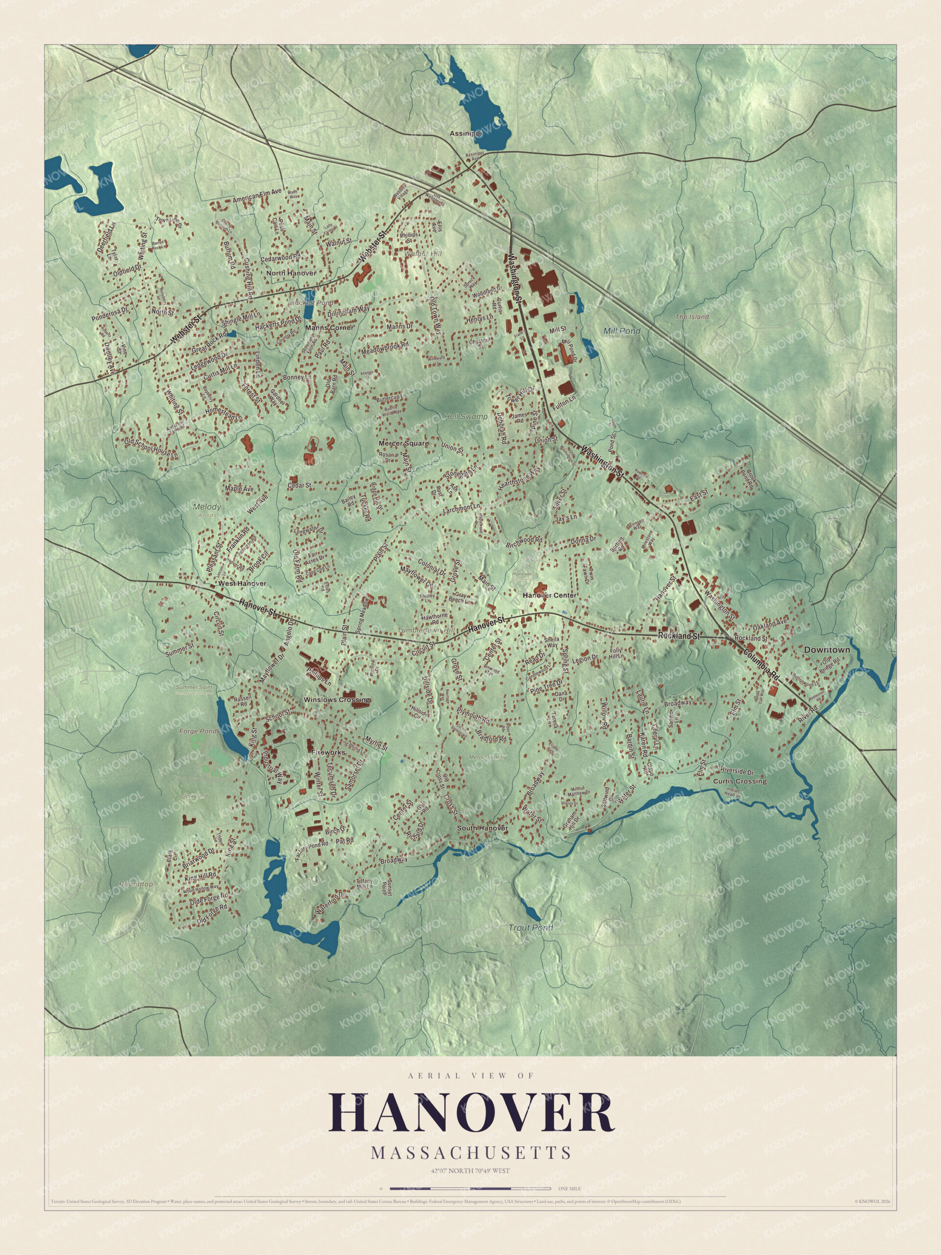 Protected watermarked complete map of Hanover, Massachusetts