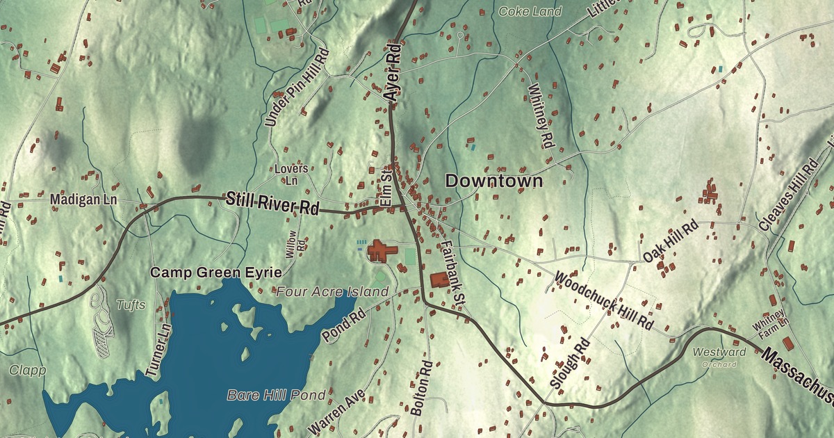 Beautifully Detailed Map of Harvard, Massachusetts