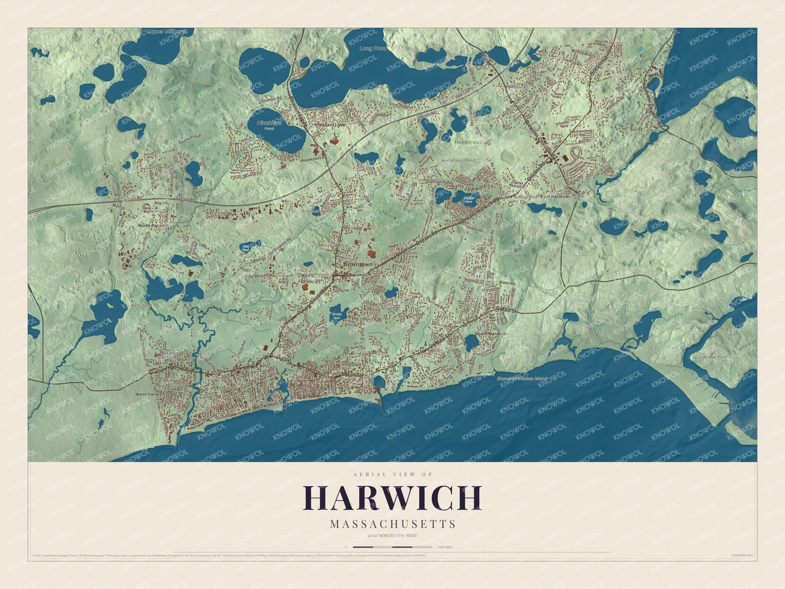 Protected watermarked complete map of Harwich, Massachusetts