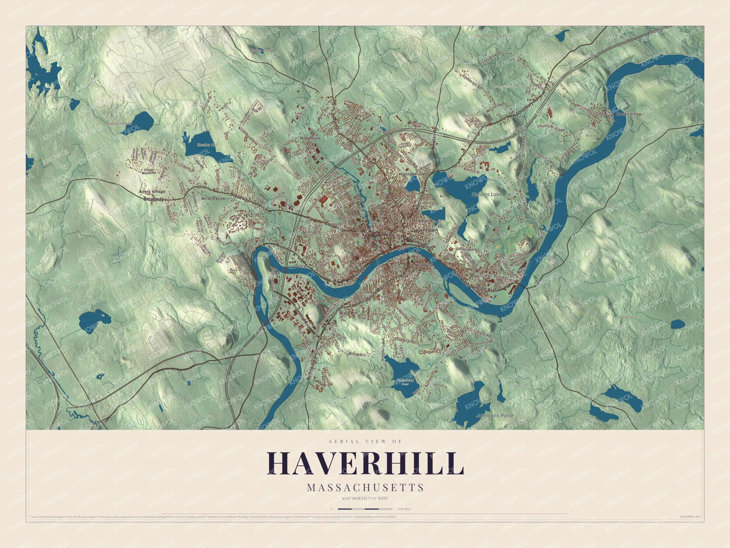 Protected watermarked complete map of Haverhill, Massachusetts