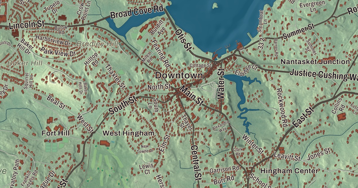Beautifully Detailed Map of Hingham, Massachusetts