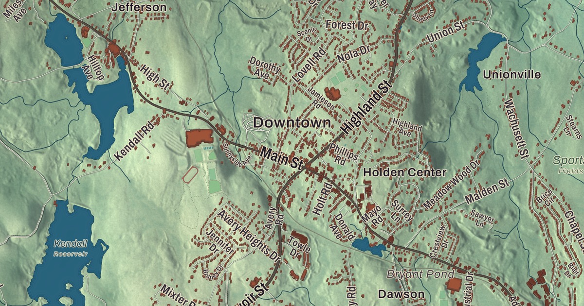 Beautifully Detailed Map of Holden, Massachusetts