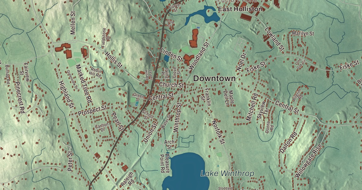 Beautifully Detailed Map of Holliston, Massachusetts