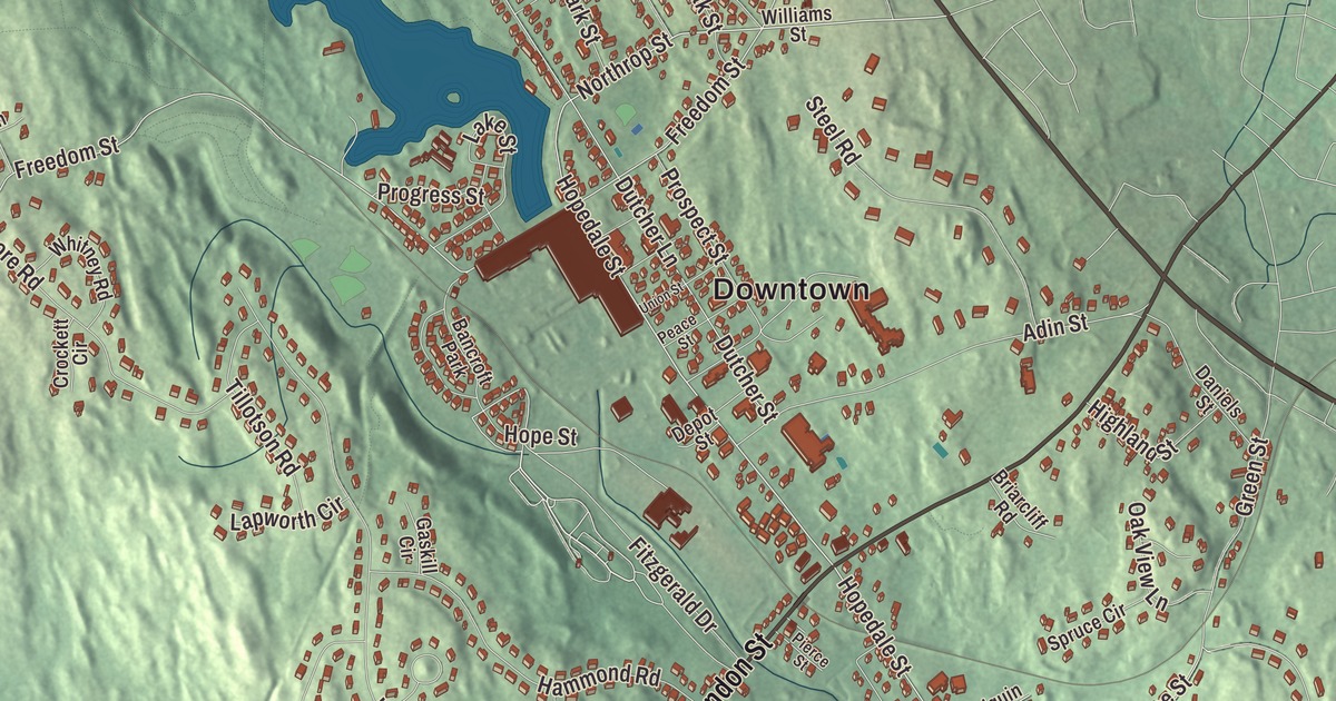 Beautifully Detailed Map of Hopedale, Massachusetts
