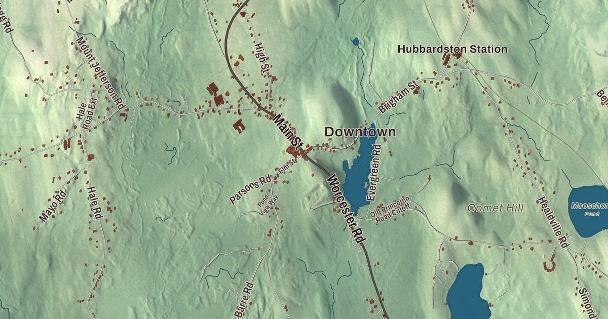 Beautifully Detailed Map of Hubbardston, Massachusetts