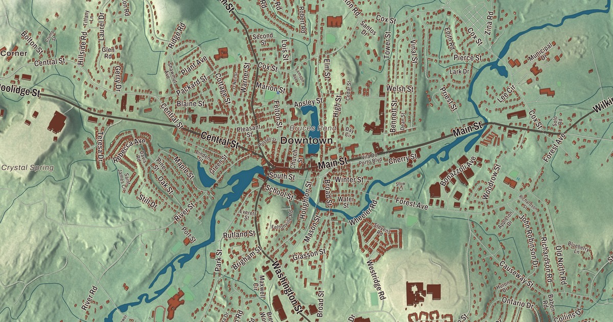 Beautifully Detailed Map of Hudson, Massachusetts