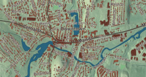 Close-up of the Hudson, Massachusetts aerial map