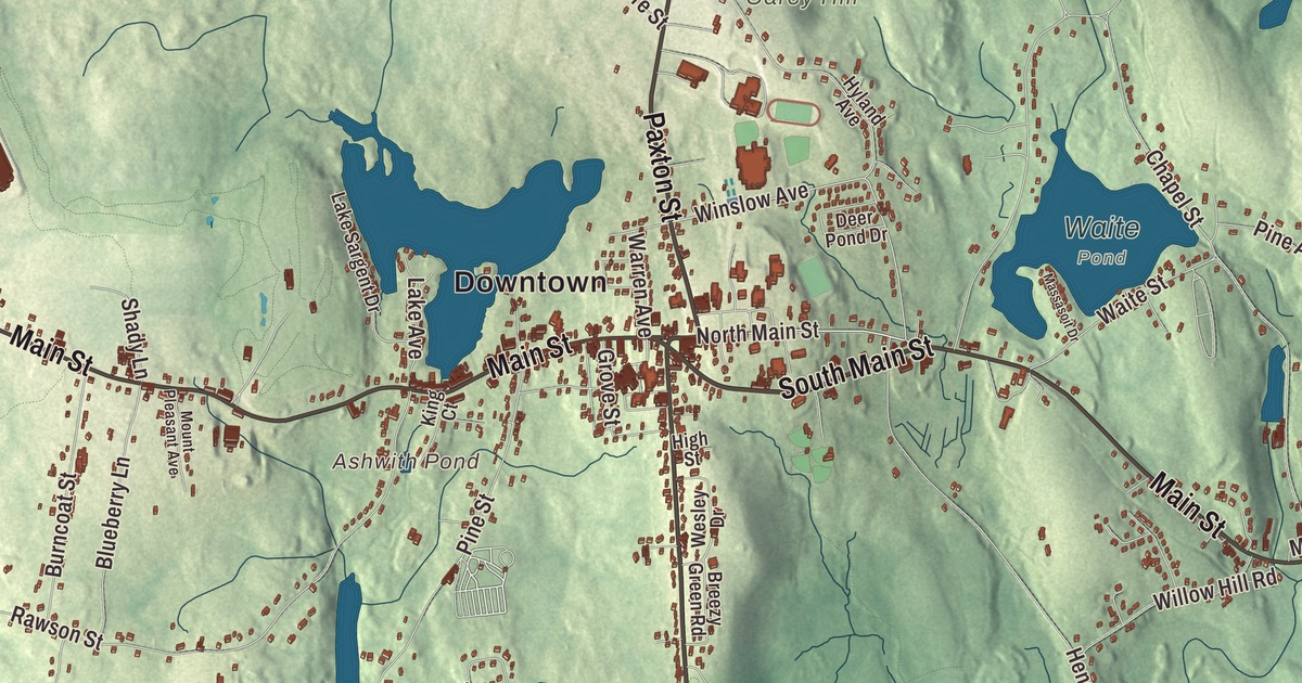 Beautifully Detailed Map of Leicester, Massachusetts
