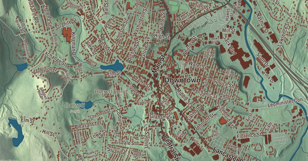 Beautifully Detailed Map of Leominster, Massachusetts