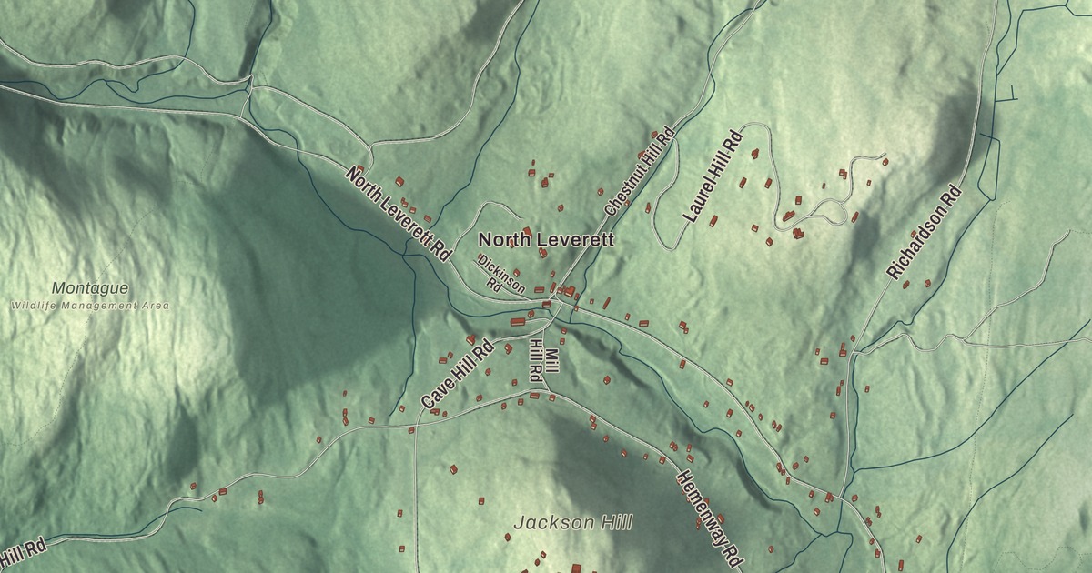 Beautifully Detailed Map of Leverett, Massachusetts