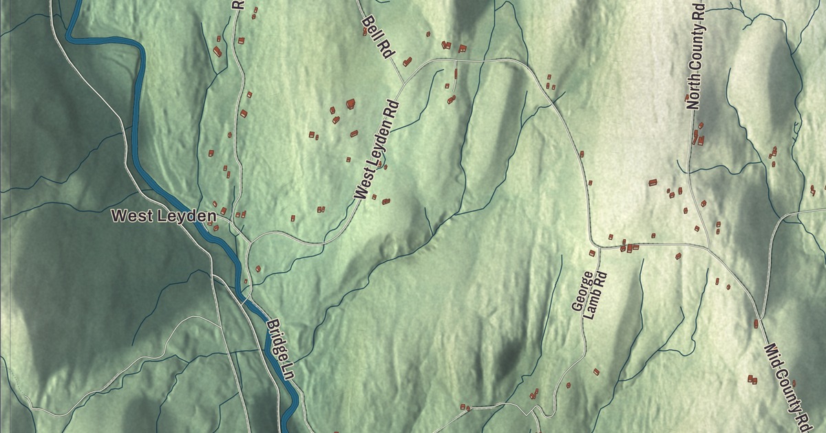 Beautifully Detailed Map of Leyden, Massachusetts