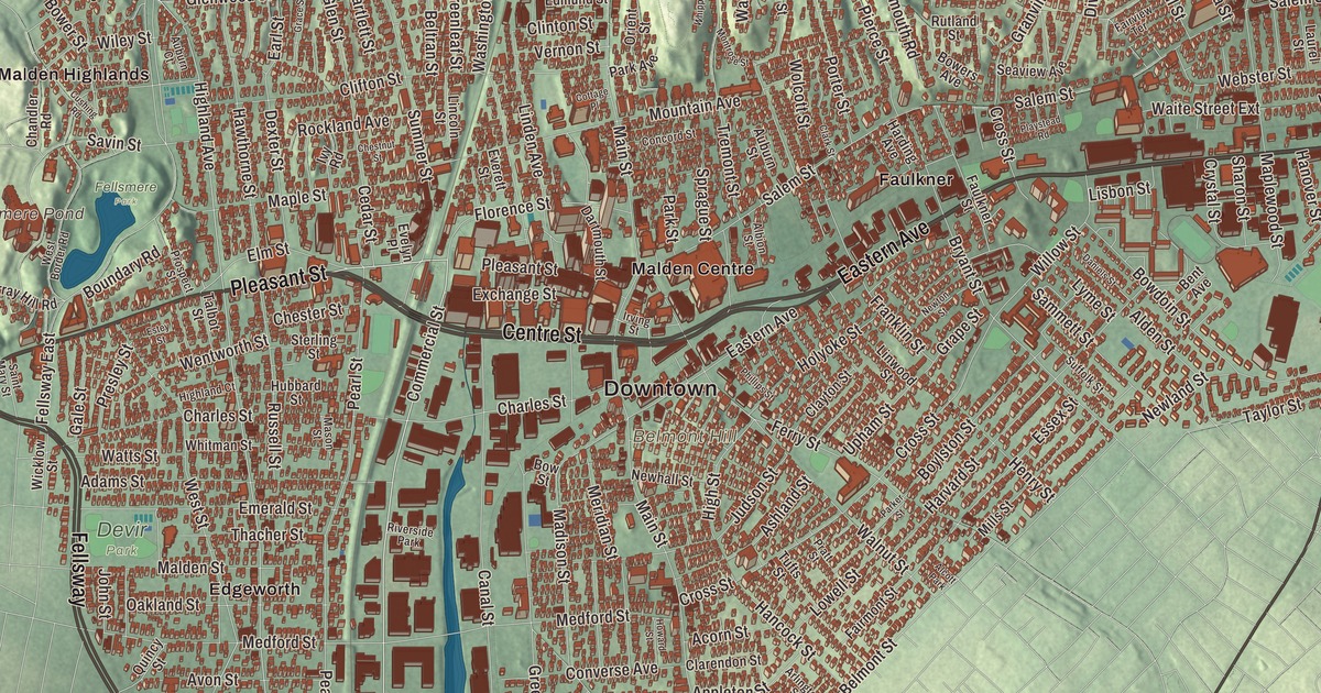Beautifully Detailed Map of Malden, Massachusetts