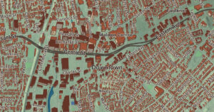 Close-up of the Malden, Massachusetts aerial map
