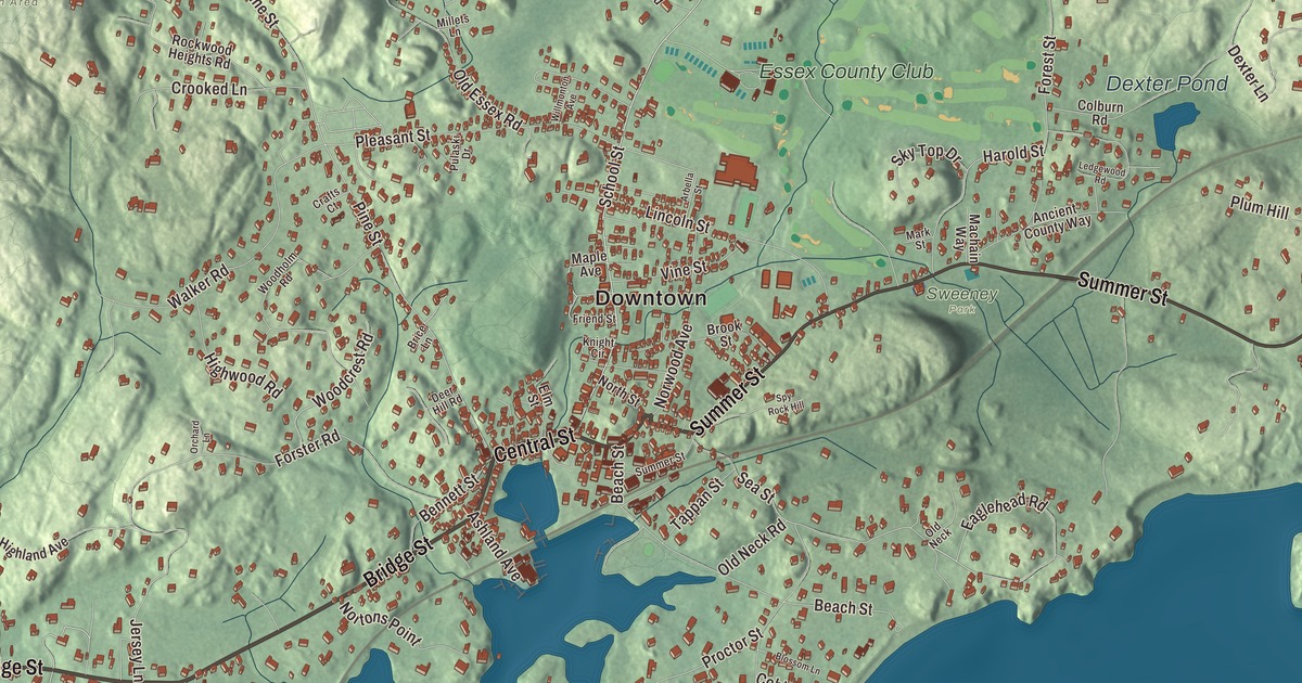 Beautifully Detailed Map of Manchester-by-the-Sea, Massachusetts