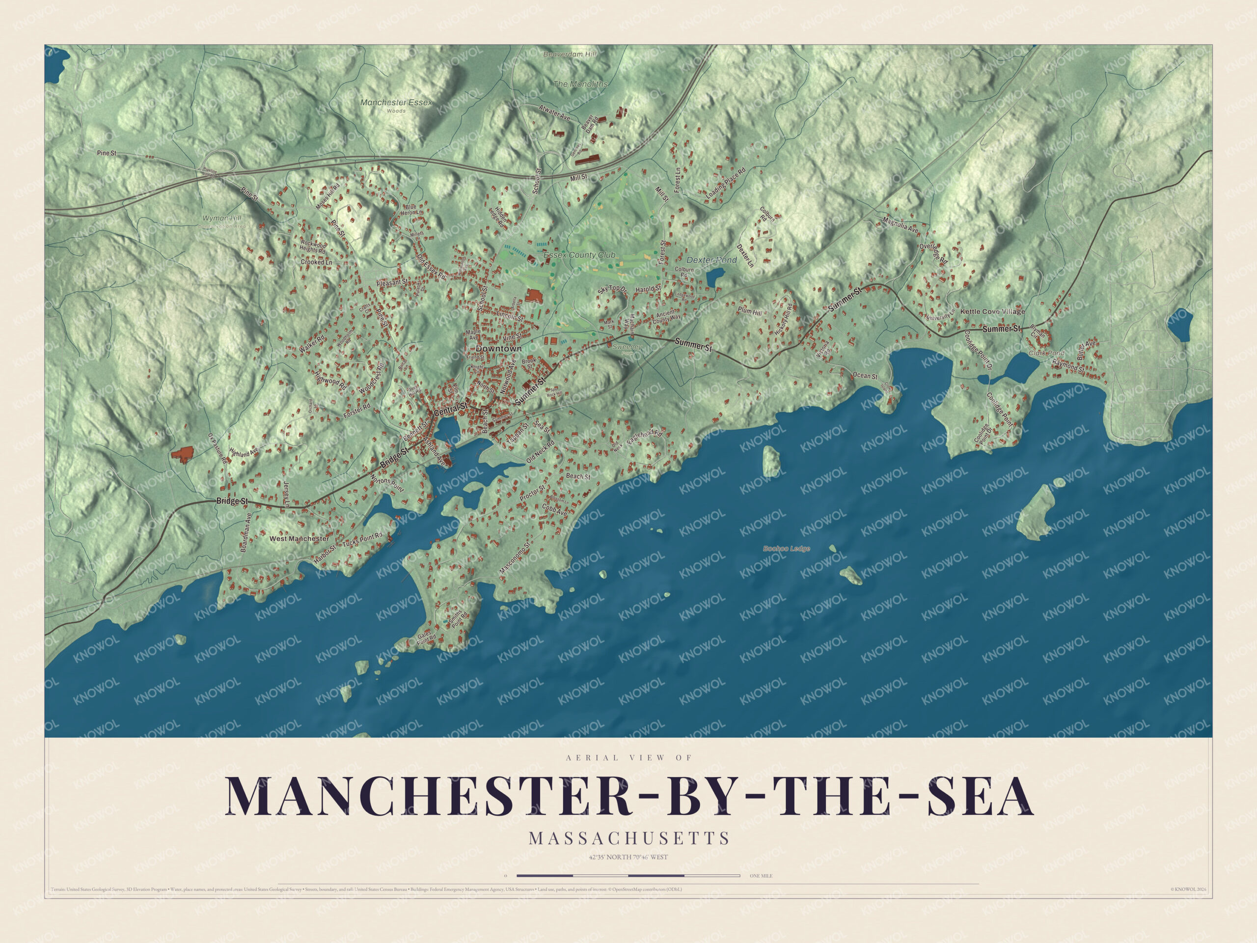 Protected watermarked complete map of Manchester-by-the-Sea, Massachusetts