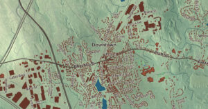 Close-up of the Mansfield, Massachusetts aerial map