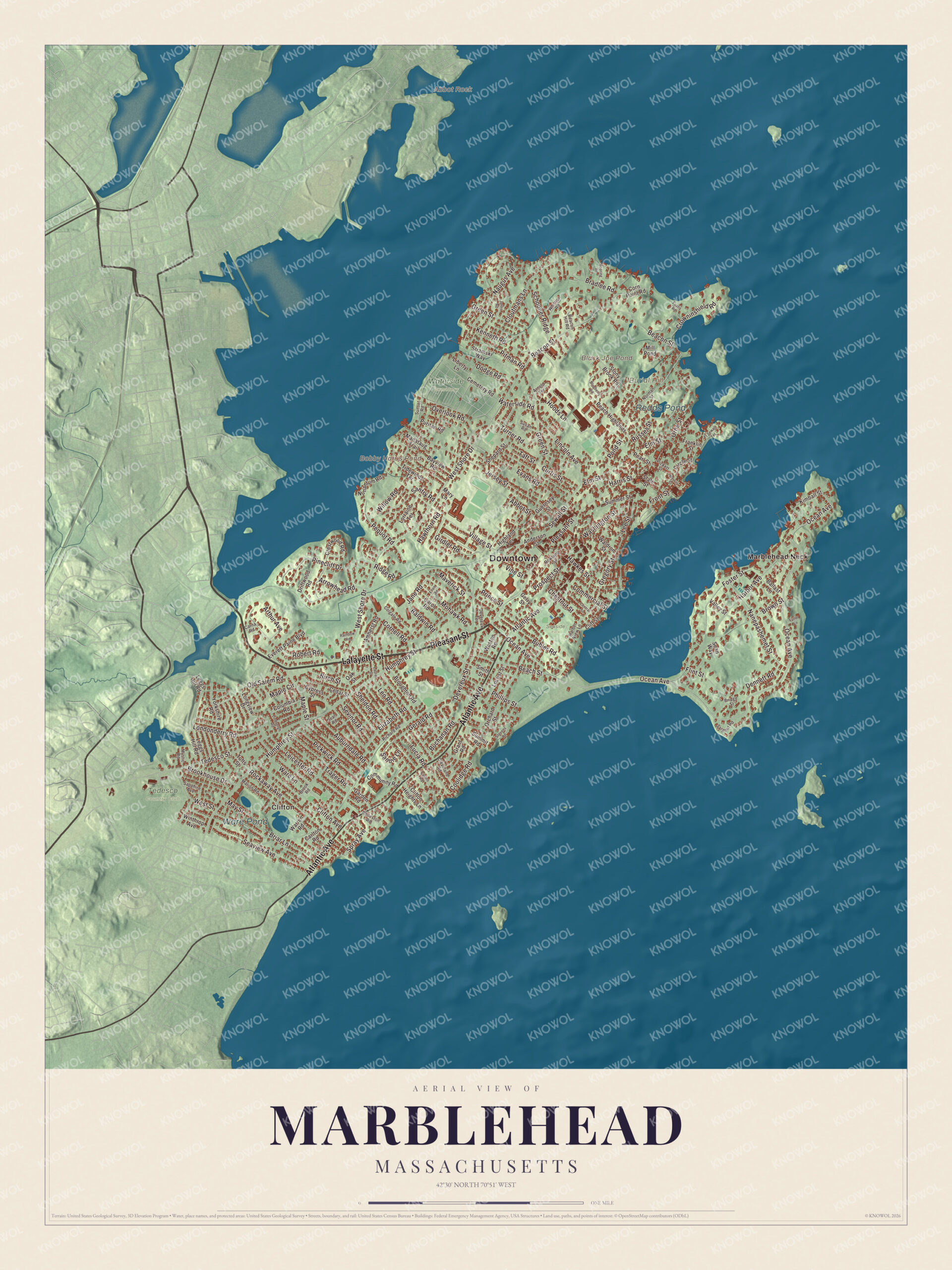Protected watermarked complete map of Marblehead, Massachusetts