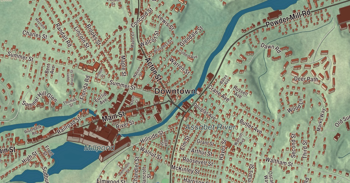Beautifully Detailed Map of Maynard, Massachusetts