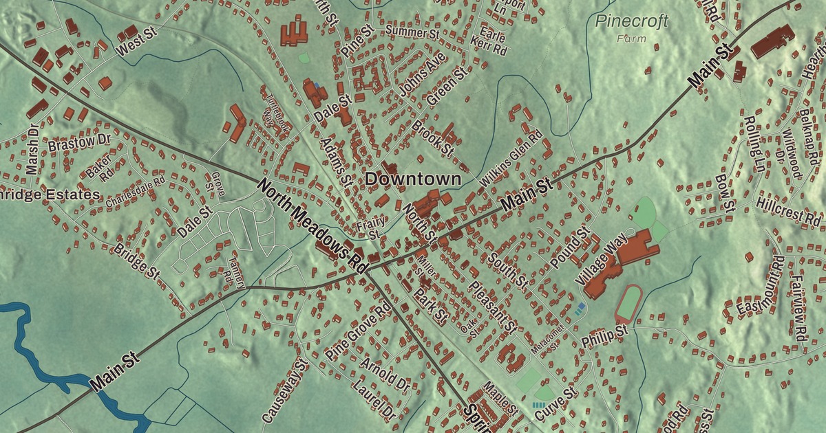 Beautifully Detailed Map of Medfield, Massachusetts