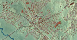 Close-up of the Medfield, Massachusetts aerial map