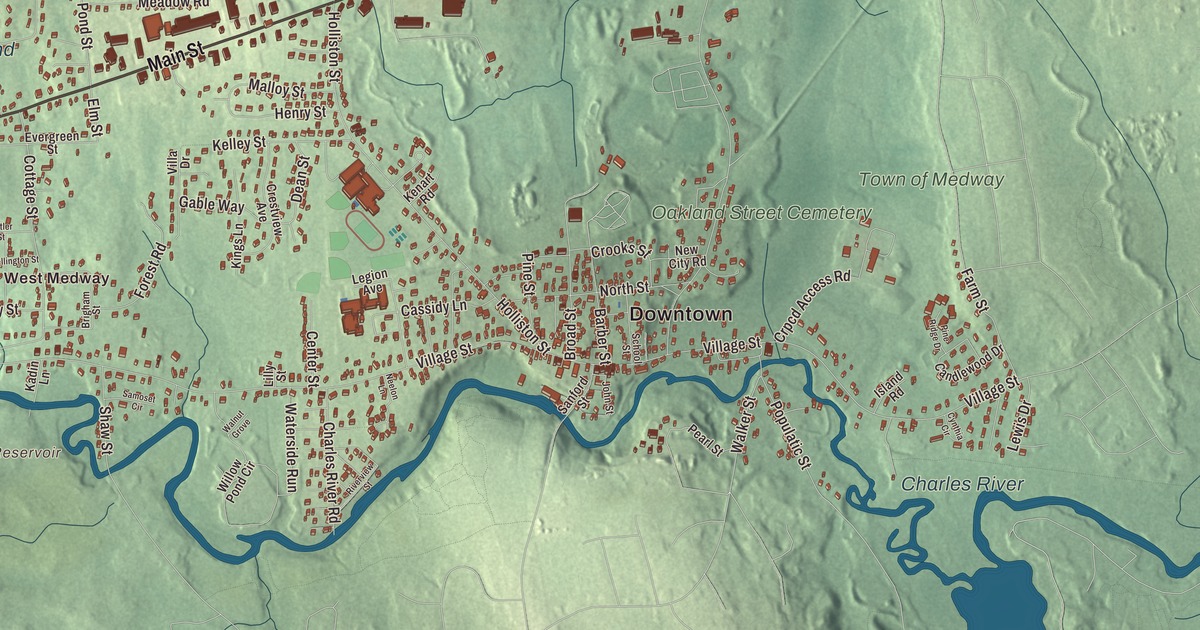 Beautifully Detailed Map of Medway, Massachusetts