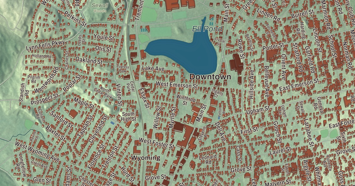 Beautifully Detailed Map of Melrose, Massachusetts
