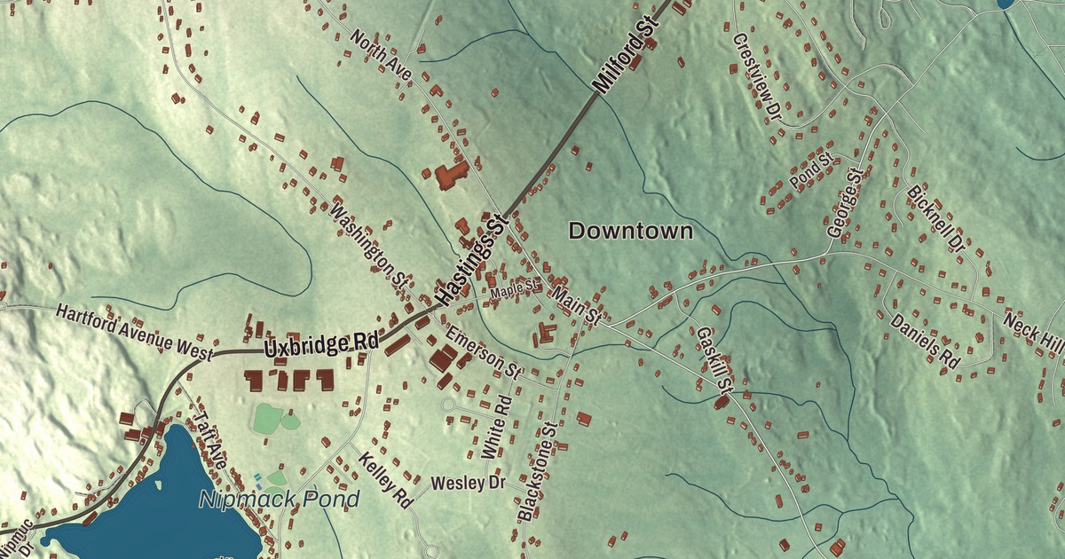 Beautifully Detailed Map of Mendon, Massachusetts