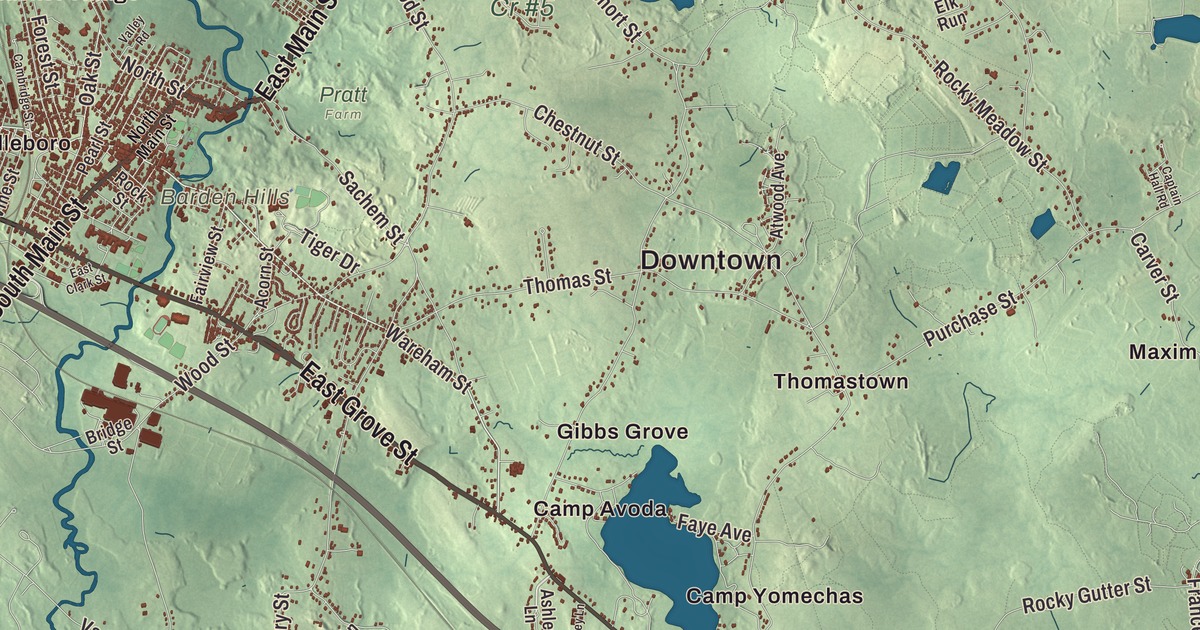 Beautifully Detailed Map of Middleborough, Massachusetts