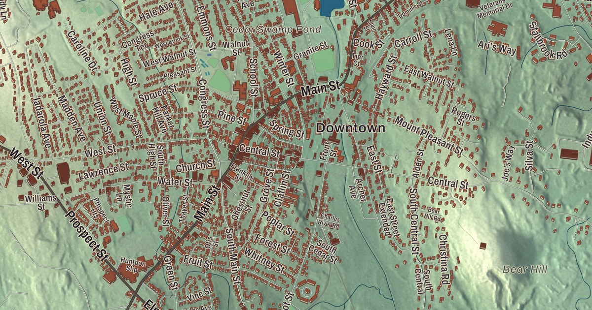 Beautifully Detailed Map of Milford, Massachusetts