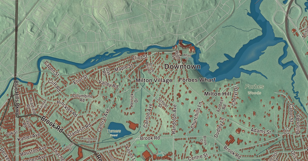 Beautifully Detailed Map of Milton, Massachusetts