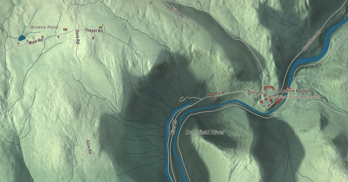 Beautifully Detailed Map of Monroe, Massachusetts